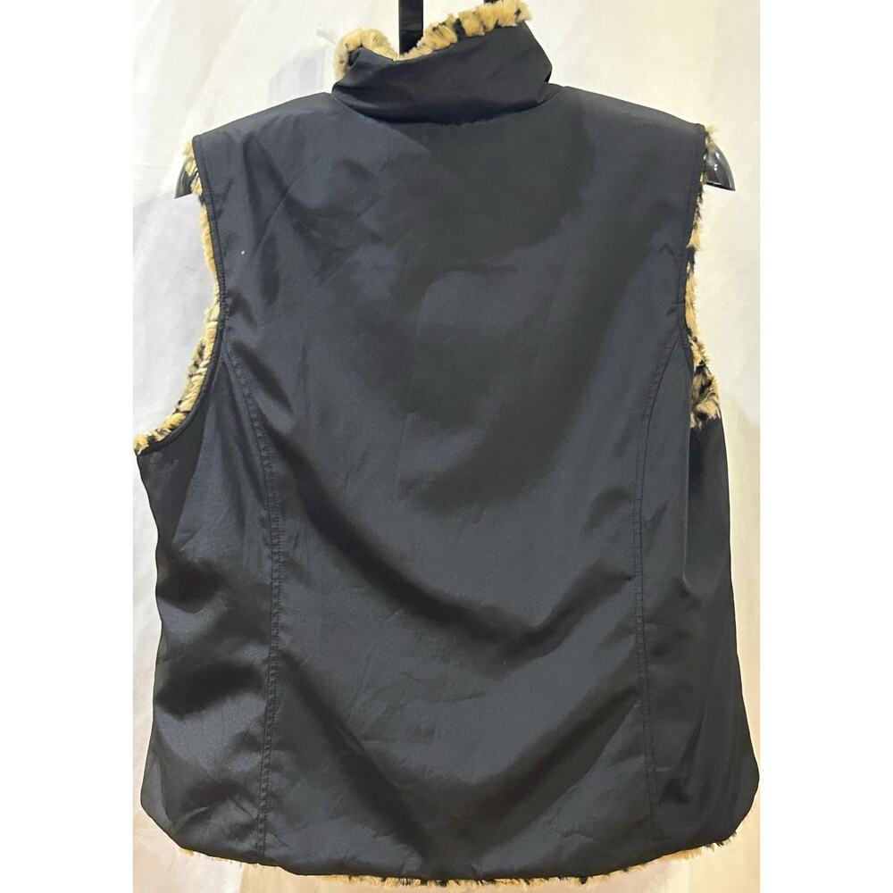 Kristen Black Reversible Faux Fur Leopard Print Vest Women's size XL - Picture 4 of 5